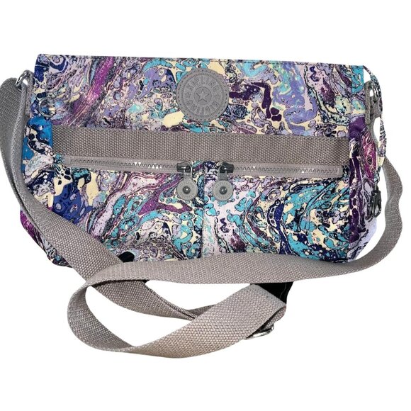 Kipling Angie Bag "Cosmic Blue" Crossbody Multi-pocket Handbag Adjustable Strap - Picture 1 of 11